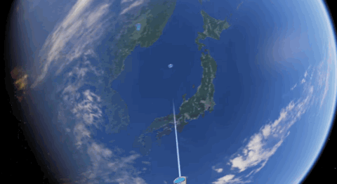 google earth simulation zooming into cityscape